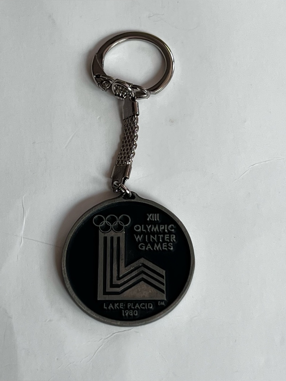 Vintage 1980 Lake Placid XIII Olympic Winter Games Keychain Pendant Medallion